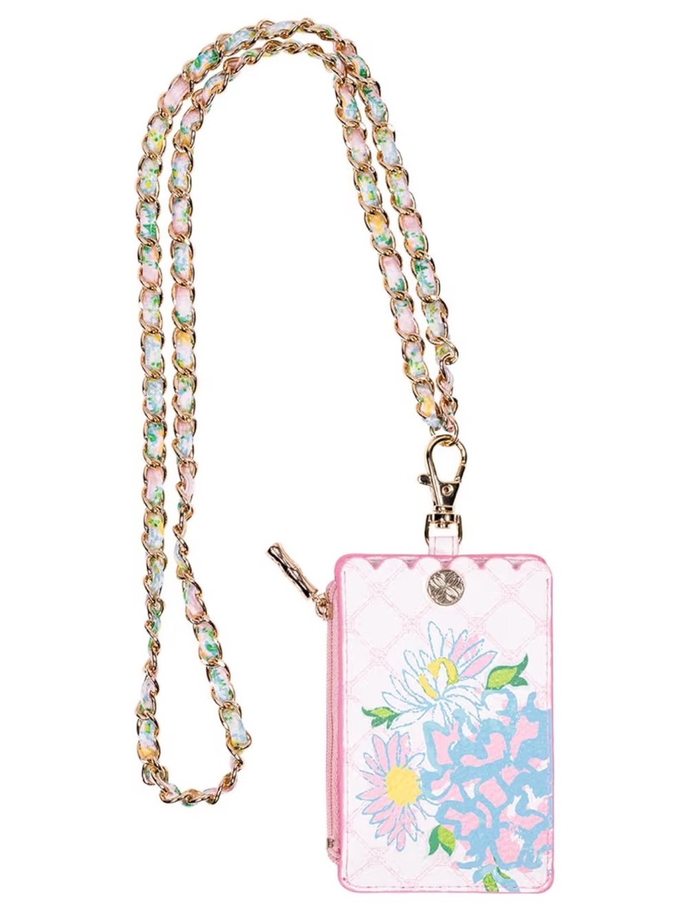 New Lilly Pulitzer Pink Blue Floral ID Case with Lanyard